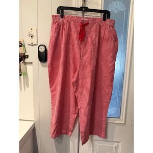 George & Martha Red Gingham Cotton Drawstring Crop Pants Plus Size 20
